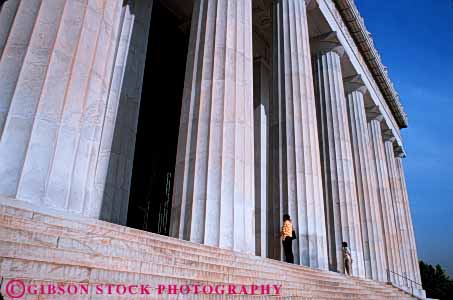 Stock Photo #8793: keywords -  abraham architecture attraction big classic columbia column columns contrast dc destination display district greek horz lincoln memorial monument monuments museums of people pillar pillars public size small tourist travel washington