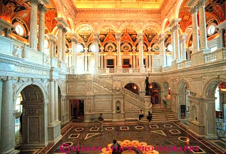 Stock Photo #8872: keywords -  arch arches architecture atrium attraction building ceiling classic classical columbia column columns congress dc decorate decorated decorative design destination district fancy greek hall high horz interior intricate jefferson lavish libraries library lobby of ornate pillar pillars refurbish refurbished renew renewed restore restored rich tourist tradition travel vaulted washington