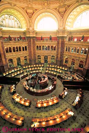 Stock Photo #12785: keywords -  architecture building capitol circle circular columbia congress dc desk desks district elevate elevated federal government historic in interior jefferson libraries library national of old pattern public quiet read reading room round tradition traditional vert view vintage washington