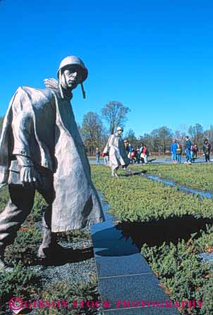 Stock Photo #8907: keywords -  armed attraction columbia commemorate commemorates commemorating dc dedicate dedicated district forces honor korean man memorial memorials metal monument of sculpture sculptures soldier soldiers statuary statue statues tourist vert veteran veterans war washington