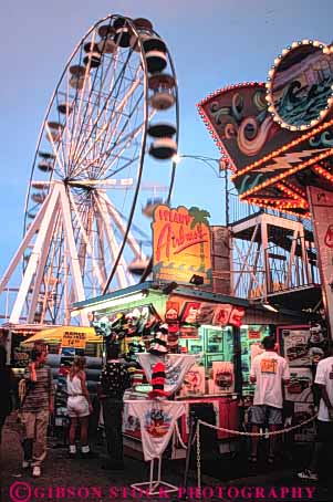 Stock Photo #3565: keywords -  amusement city dusk family ferris fun lighting maryland ocean play ride summer sunset thrill travel vacation vert wheel