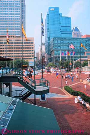 Stock Photo #7595: keywords -  america american architecture baltimore building buildings business center cities city cityscape cityscapes downtown harbor inner maryland modern new office shoppers skyline skylines urban usa vert