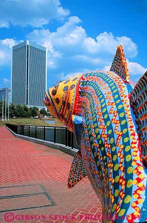 Stock Photo #12747: keywords - animal art cities city cityscape cityscapes color colorful downtown fish public richmond sculpture sculptures south southern urban vert virginia