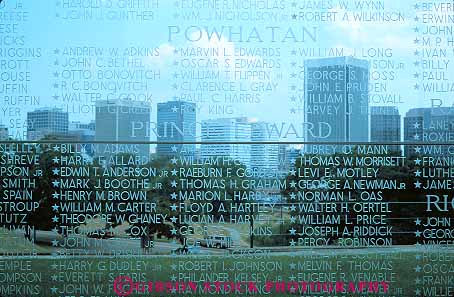 Stock Photo #12748: keywords - abstract cities city cityscape cityscapes clear commemorate commemorates commemorating downtown etch etched etching glass horz in memorial memorials name names richmond skyline skylines south southern transparent urban veterans virginia war window windows word words