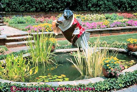 Stock Photo #18105: keywords - agecroft fish flower flowers garden gardens hall historic horz in richmond sculpture sculptures sunken virginia