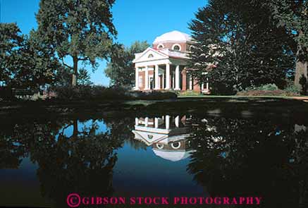 Stock Photo #13322: keywords - american colonial early garden gardens historic history home homes horz in jefferson mansion mansions monticello pond ponds reflect reflecting reflection reflects thomas tradition traditional virginia