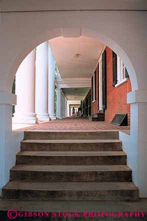 Stock Photo #12754: keywords -  arch arches architecture building campus campuses charlottesville college colleges design education historic jefferson of steps tunnel universities university vert virginia
