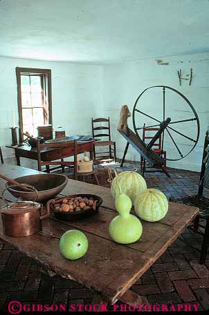 Stock Photo #12348: keywords -  america american colonial early fredericksburg gourd gourds historic history house interior kitchen martha states united vert virginia washington