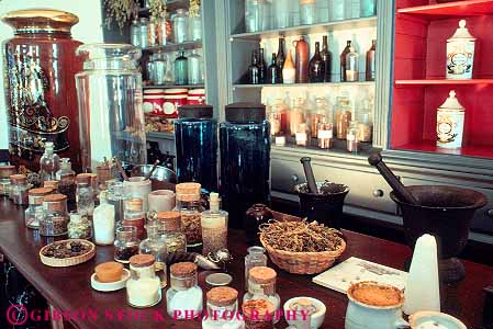 Stock Photo #12349: keywords -  american apothecary display fredericksburg herb herbs historic history horz medicinal medicine virginia