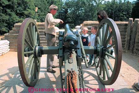 Stock Photo #12759: keywords -  american boy boys canon canons civil costume costumed demonstration exhibit fortification historical history horz living man of pamplin park petersburg reenact reenactments virginia war