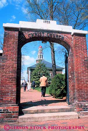 Stock Photo #13330: keywords -  alexandria american arch arches brick christ church churches entrance historic history old vert vintage virginia