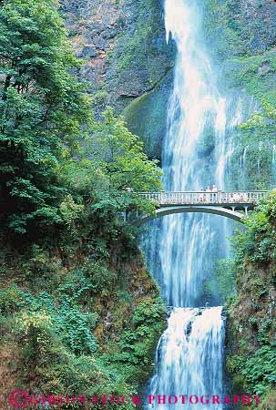 Stock Photo #13346: keywords -  attraction bridge bridges columbia falls famous gorge gravity high in landmark landmarks multnomah natural nature northwest oregon people river rivers tall tourist tourists travelers vert waterfall waterfalls