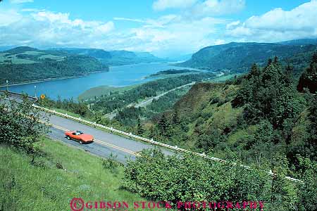 Stock Photo #13349: keywords - auto automobile autos car cars columbia convertible convertibles driving gorge highway horz landscape northwest oregon overview river rivers road scenery scenic sportscar view