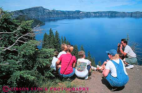 Stock Photo #13356: keywords -  caldera calderas crater craters families family for formation geologic geological geology group groups horz lake lakes national oregon park parks people photo pose posed poses posing public summer vacation volcanic volcano volcanoes water