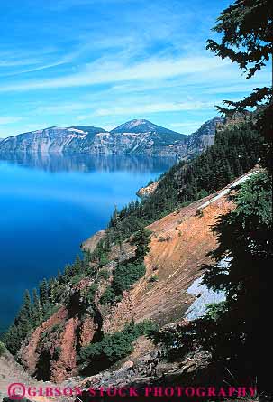 Stock Photo #13363: keywords -  caldera calderas clean crater craters formation geologic geological geology isolated lake lakes landscape national natural nature oregon park parks pristine public quiet remote scenery scenic vert volcanic volcano volcanoes water wild wilderness