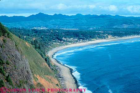 Stock Photo #13387: keywords -  bay beach beaches coast coastal coastline coasts cove coves crescent curing curve curved curves elevate elevated horz landscape nehelem ocean oregon sand scenery scenic sea shore shoreline shores view water