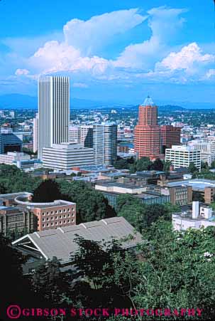 Stock Photo #7604: keywords -  america american architecture building buildings business center cities city cityscape cityscapes downtown landscape modern new office oregon portland scenic skyline skylines urban usa vert