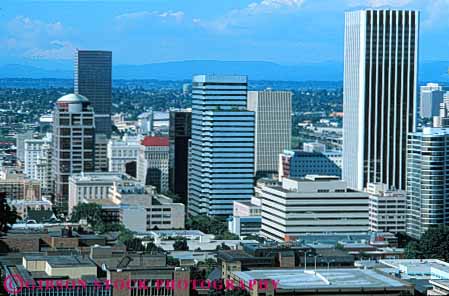 Stock Photo #7608: keywords -  america architecture building buildings business center cities city cityscape cityscapes downtown horz modern new office oregon portland skyline skylines urban usa