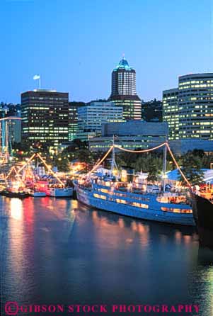 Stock Photo #7610: keywords - america american architecture bright building buildings business center cities city cityscape cityscapes display downtown evening festival lighting lights modern navy new night office oregon portland river rose ship ships skyline skylines urban usa vert water willamette