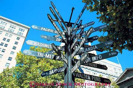 Stock Photo #11237: keywords -  direct direction directions horz information locations oregon portland post sign signs