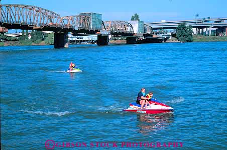 Stock Photo #11245: keywords -  device driving horz jet jumpers oregon people personal play playing portland recreation river rivers ski skis sport water wave willamette