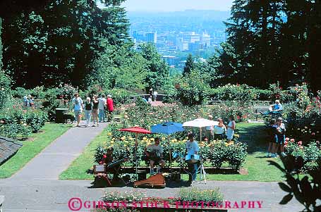 Stock Photo #11261: keywords - botanical garden gardens horz in international municipal oregon park parks people portland public rose roses test urban
