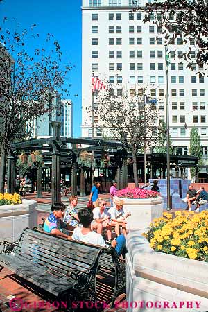 Stock Photo #11262: keywords - court historic house oregon outdoor outside people pioneer plaza plazas portland relax relaxed relaxing site square summer sunny vert warm