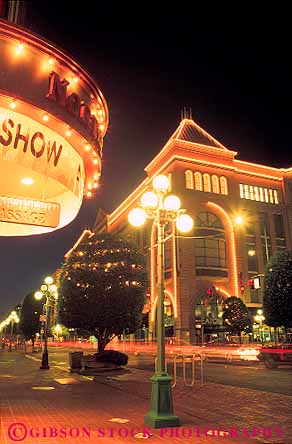 Stock Photo #13435: keywords -  british buildings canada columbia dark destination downtown government lighting lights night northwest street streets travel vert victoria