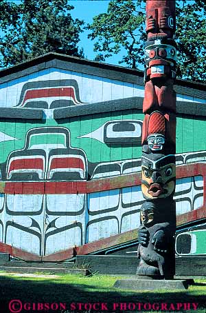 Stock Photo #13440: keywords - american art arts british canada colorful columbia craft crafted crafts destination display heritage house lodge native northwest park pole thunderbird totem totems travel vert victoria