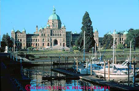 Stock Photo #13444: keywords - architecture british building canada columbia destination government harbor horz inner landmark marina marines near northwest parliament sailboat sailboats travel victoria