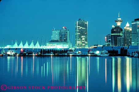 Stock Photo #7615: keywords -  architecture boat boats british building buildings business calm canada canadian center cities city cityscape cityscapes columbia dark downtown evening flat harbor harbors horz light lighting marina modern new night office skyline skylines still urban vancouver water