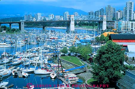 Stock Photo #12399: keywords - boats bridge british columbia downward elevate elevated granville harbor harbors horz island islands marina marinas overhead summer vancouver view