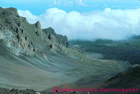 Stock Photo #13502: keywords -  arid barren climate cloud clouds condense condenses condensing cool cooling cools desert desolate desolation dry fog foggy geologic geological geology haleakala hawaii hawaiian horz island landscape landscapes maui moisture national park parks public rock rocky scenery scenic vapor volcanic volcano weather xeric