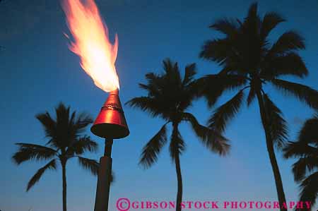 Stock Photo #13507: keywords - burn burning burns dark destination dusk evening fire fires flame flames flaming hawaii hawaiian horz islands lamp lamps maui palm sunset sunsets tiki torch torches travel tree