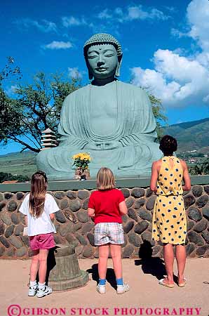 Stock Photo #13513: keywords - buddha buddhism buddhist children destination hawaii hawaiian islands jodo kids maui mission missions mother people released religion religious spirit spiritual statue statues travel vert woman
