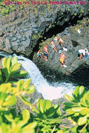 Stock Photo #8671: keywords -  creek destination gulch hana hawaii island islands maui oheo people pools resort resorts river seven stream travel tropical usa vacation vert water waterfall