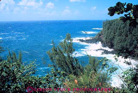 Stock Photo #13531: keywords -  bluff cliff coast coastal coasts destination hana hawaii hawaiian horizon horz islands maui near ocean rough sea shore shoreline surf travel tropical vacation water