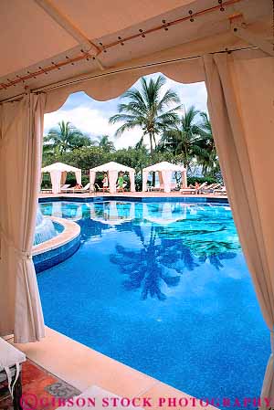 Stock Photo #13538: keywords -  calm canopies canopy destination expensive grand hawaii hawaiian hotel hotels islands leisure luxurious luxury maui pool pools posh resort resorts swim swimming tent tents travel tropical upscale vacation vacations vert wailea water