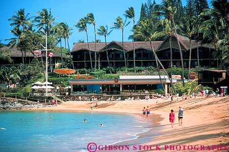 Stock Photo #13547: keywords -  beach beaches calm destination expensive hawaii hawaiian horz hotel hotels islands leisure luxurious luxury maui napili ocean people posh resort resorts sand sea travel tropical upscale vacation vacations