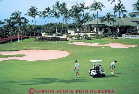 Stock Photo #13559: keywords - activities activity course fun gold golfer golfers golfing grass green hawaii hawaiian horz lawn leisure maui outdoor outside people person play playing plays recreation resort sandtrap sport sports trap traps tropical vacation wailua warm