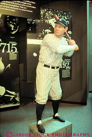 Stock Photo #13583: keywords -  accomplish accomplished accomplishment achieve achievement achiever achievers achieving babe baseball bats batter batting celebrities celebrity commemorate commemorates commemorating cooperstown copperstown display displaying displays distinguish distinguished fame famous hall halls lifelike new of outstanding personalities personality realism realistic recognize recognized ruth sport sports statue statues vert york