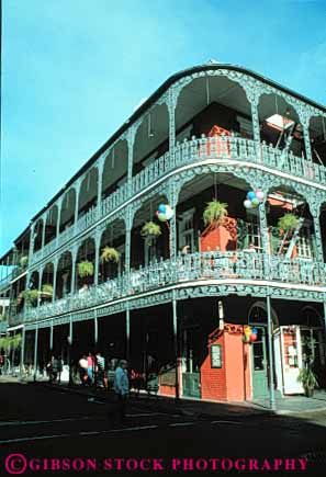 Stock Photo #8535: keywords -  architecture balconies building buildings destination french louisiana new orleans quarter recreation travel usa vacation vert