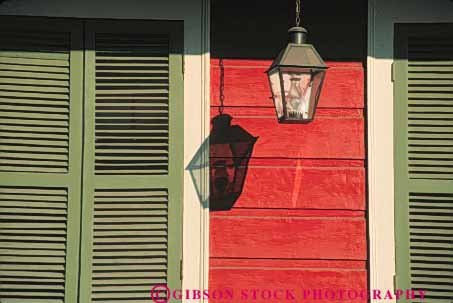 Stock Photo #8556: keywords -  architecture building buildings design destination detail french hanging horz lamp lamps louisiana new orleans paint painted pattern quarter recreation shadow shadows shudder shudders travel usa vacation wall