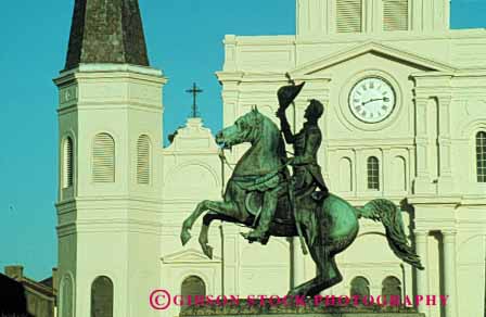 Stock Photo #8562: keywords - cathedral cathedrals church churches destination horz jackson louis louisiana monument new orleans square st travel usa