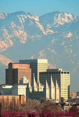 Stock Photo #7629: keywords -  america american architecture building buildings business center cities city cityscape cityscapes downtown high lake modern mountain new office rise salt skyline skylines urban usa utah vert