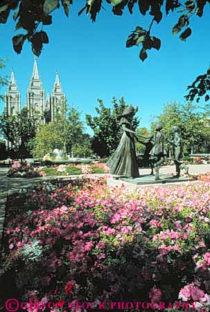 Stock Photo #9657: keywords -  building buildings church churches city complex day garden headquarters lake latter mormon of plaza plazas religion saints salt square temple utah vert