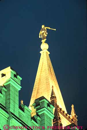 Stock Photo #9659: keywords -  building buildings church churches city dark day dusk evening headquarters illuminate illuminated lake latter lighting lights maroni mormon night of religion saints salt statue steeple temple utah vert