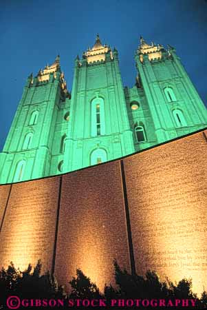 Stock Photo #9660: keywords -  building buildings church churches city complex day elevated headquarters high illuminate illuminated lake latter lighting lights mormon night of religion saints salt tall temple utah vert