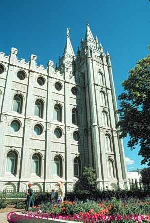 Stock Photo #9661: keywords -  building buildings church churches city complex day headquarters lake latter mormon near of people religion saints salt tall temple utah vert walk