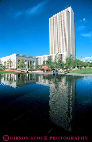 Stock Photo #12671: keywords -  building church city day fountain headquarters lake latter mormon office pond reflect reflecting reflection reflects saints salt tall utah vert water white